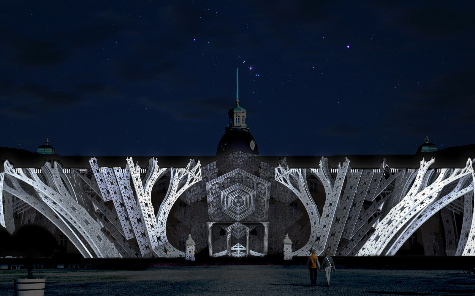Videoprojektionen auf dem Karlsruher Schloss