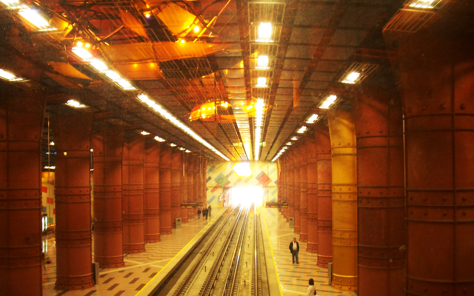 A metro station dipped in golden light