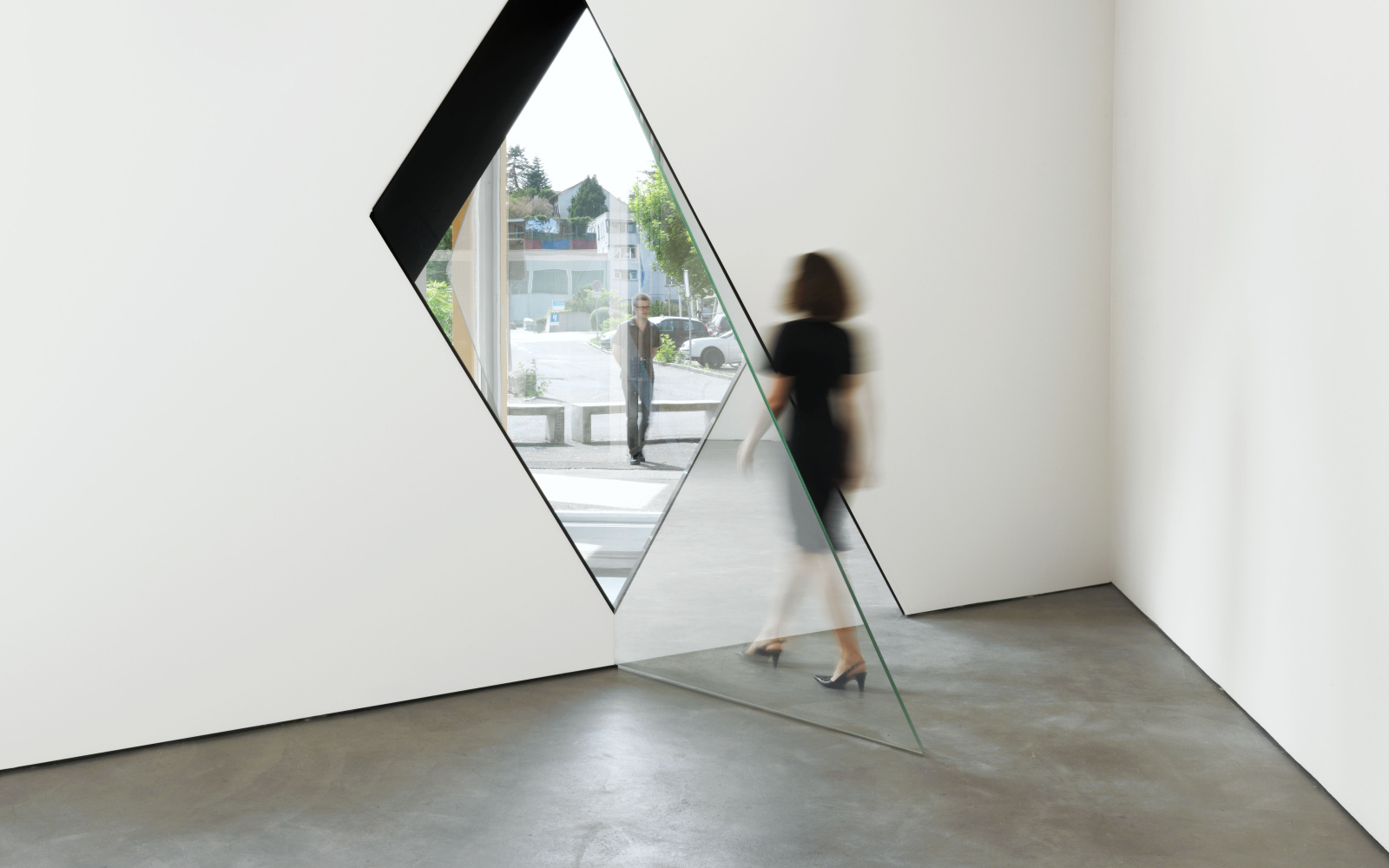 Architecture that uses glass and aluminium to create a kind of optical illusion.