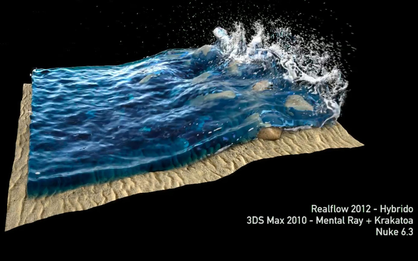 Graphical representation of a animated breaking wave 