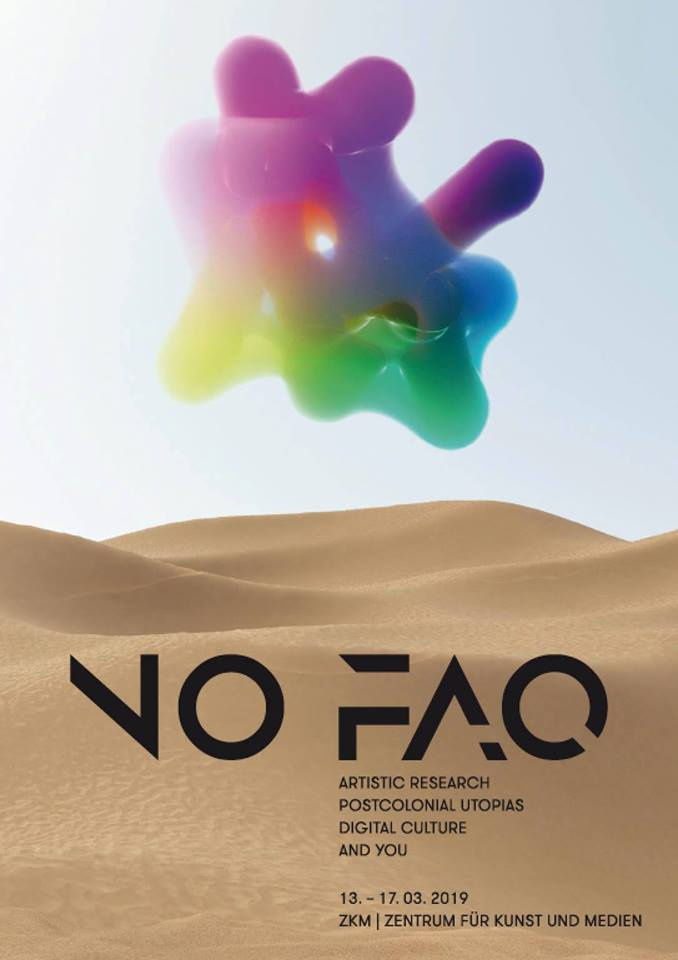 Digitale Collage zur Veranstaltung NO FAQ, ein buntes Gebilde über der Wüste