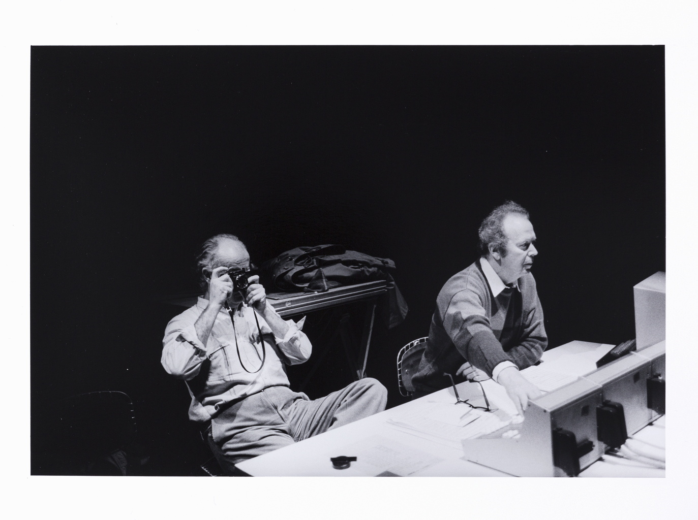 Werk - Luigi Nono (left) with Hans Peter Haller at IRCAM in Paris - ZKM000160279.jpg