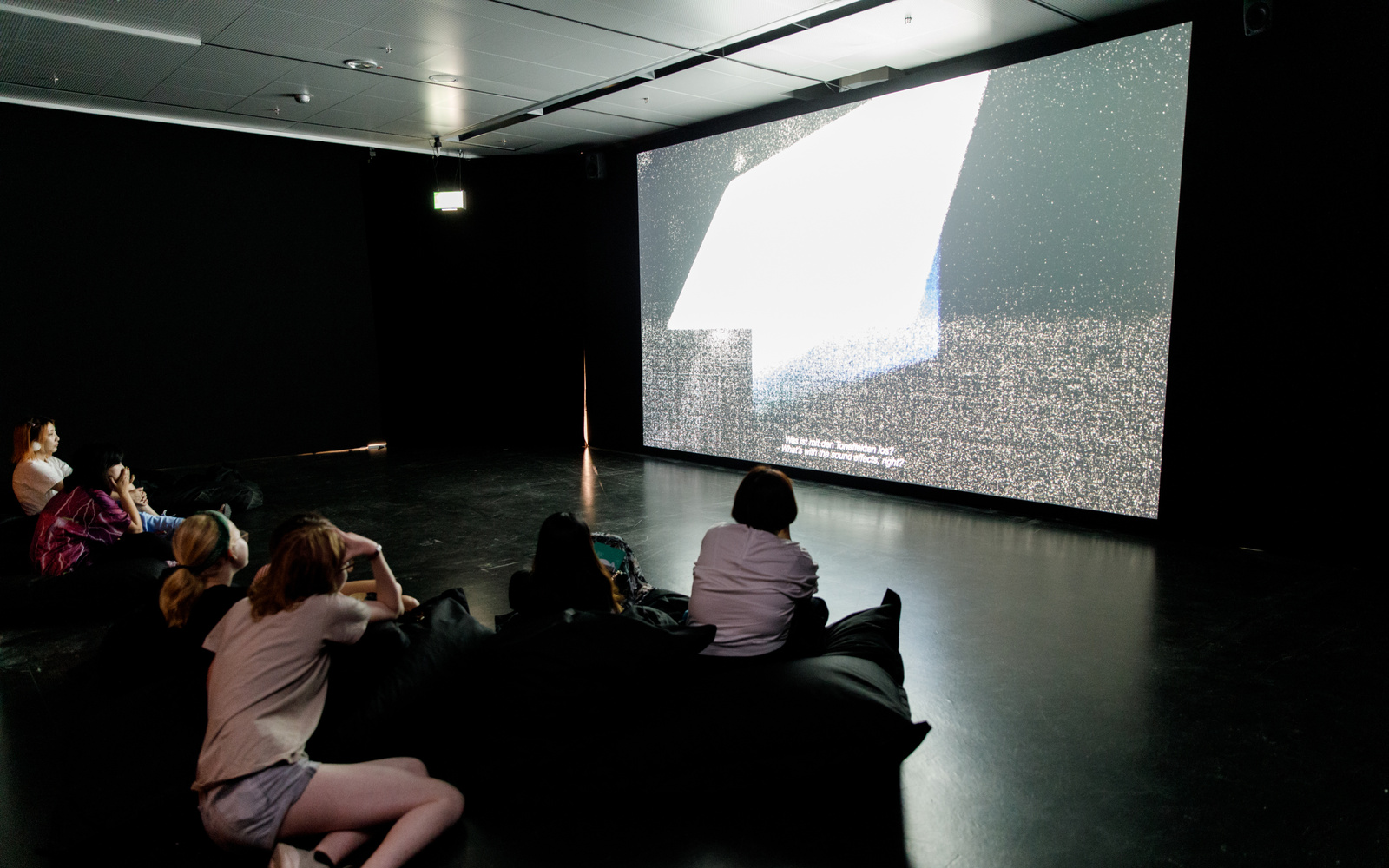 A crowd sits on the lower left edge and observes with silent admiration the events on the expansive canvas.