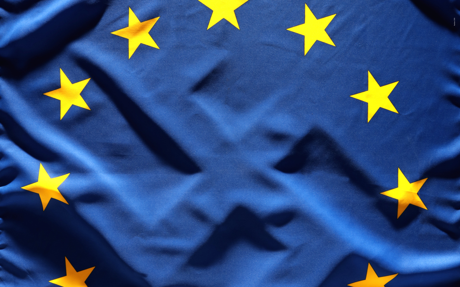Das Plakat zeigt eine Europaflagge mit der Aufschrift »Europawahl 2019« und »Wählt die Schatten weg«
