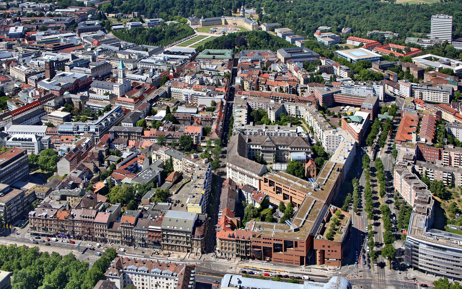 Bird's eye-view on the city of Karlsruhe