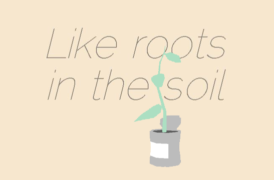 Cover picture "Like Roots in the Soil" with an illustrated plant growing out of a can.