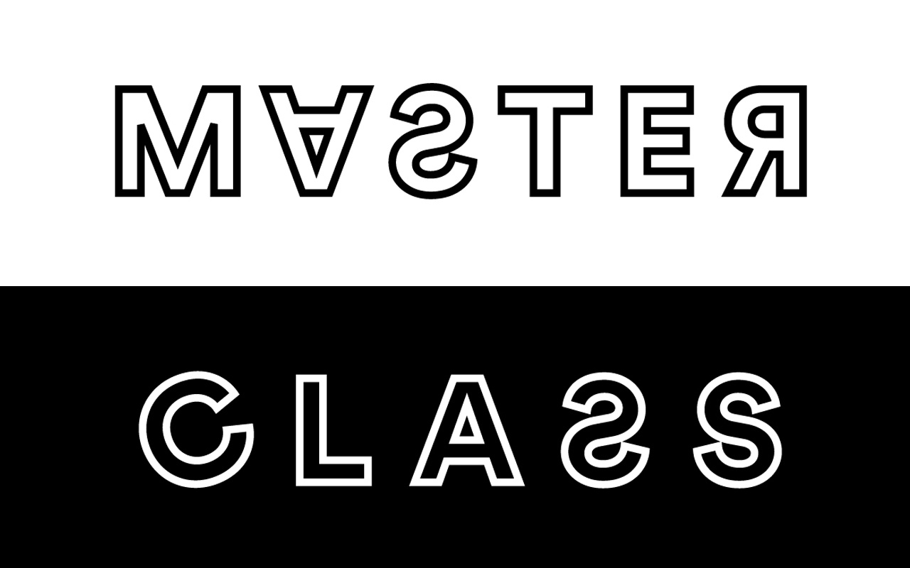 The word Masterclass is written on a black and white background