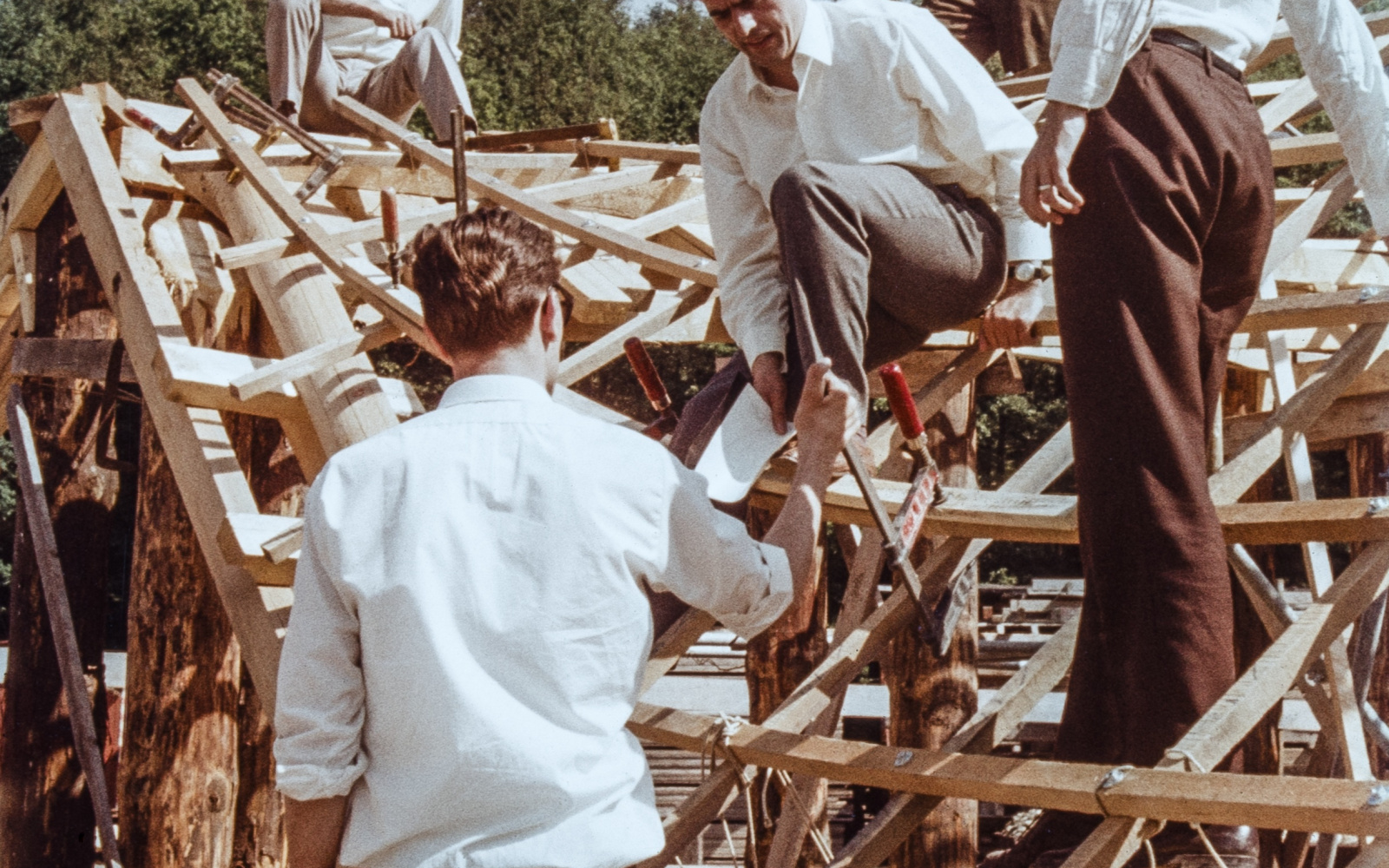 Frei Otto on the test construction of the batten dome in Körschtal