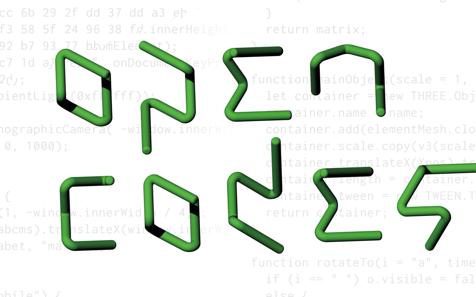 The lettering Open Codes in green