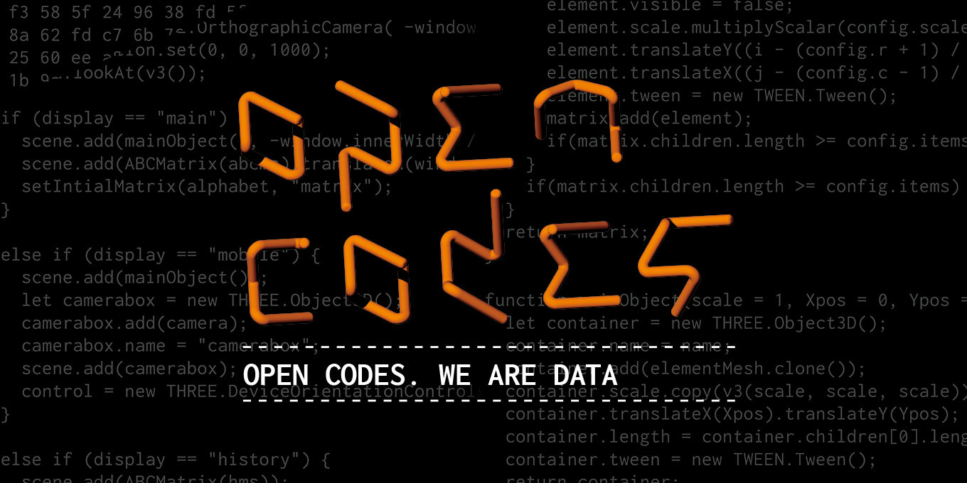 Der Text »Open Codes« in Orange vor einem schwarzen Hintergrund
