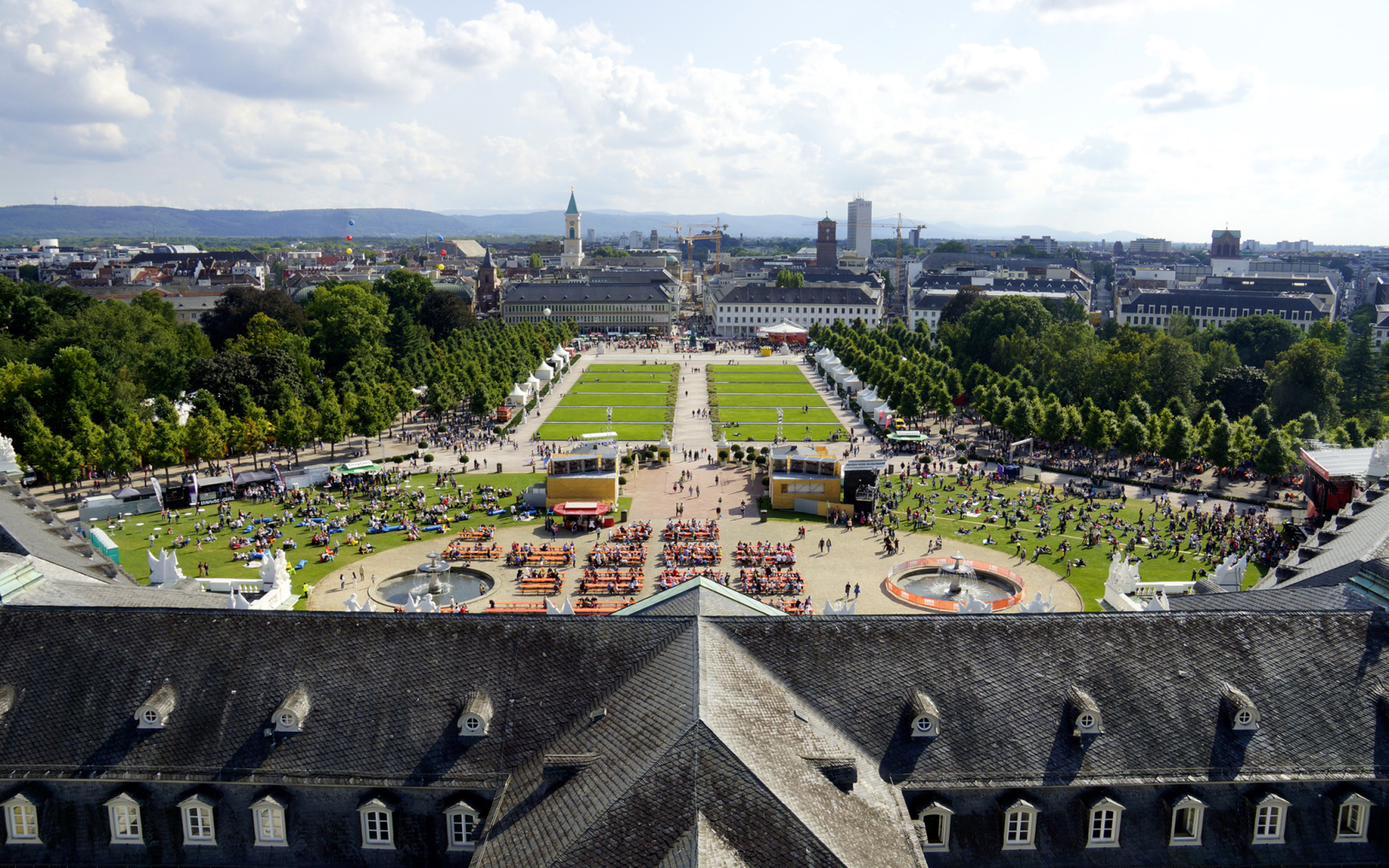 View of the Schlossplatz in Karlsruhe