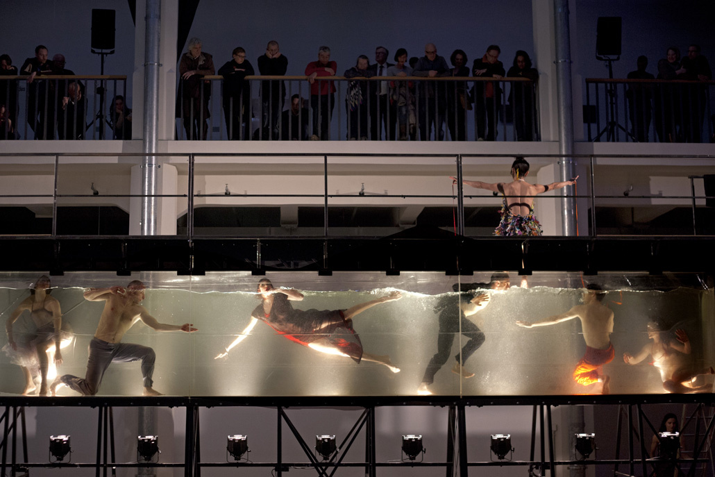 Dancers in a water basin