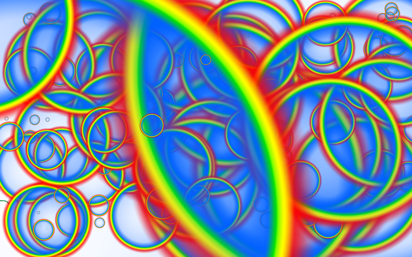An abstract photoshop-picture of rainbowcoloured circles.