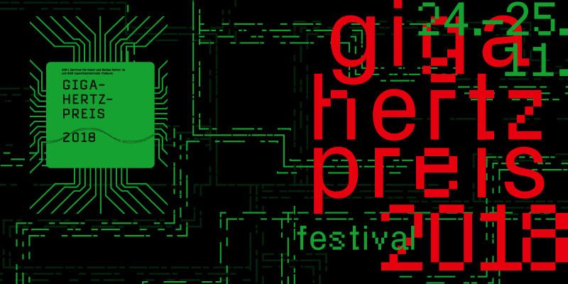 Giga Hertz Prize 2018 in red lettering on green background