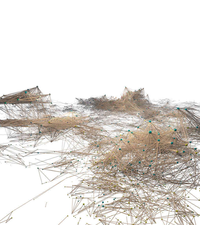 Eine Visualisierung eines Netzwerks. Sie ähnelt einem Haufen auf dem Boden verschütteter Streichhölzer