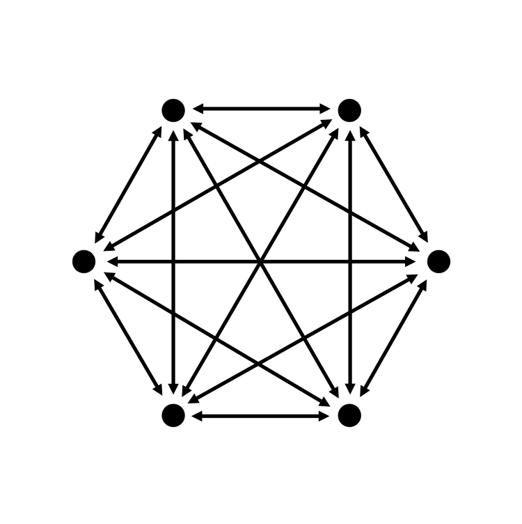 You can see a hexagon with points at each corner and cross connections inside
