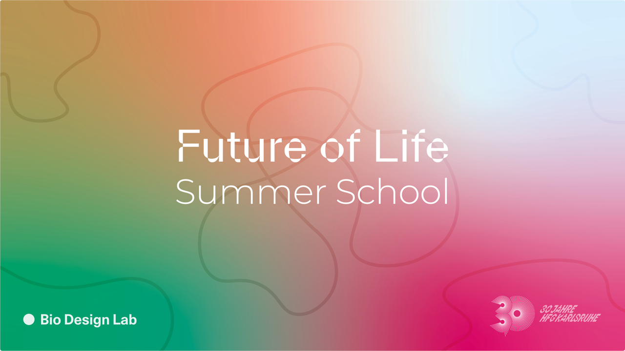 Auf dem Bild ist der Titel Future of Life Summer School auf einem bunten Hintergrund zu sehen.