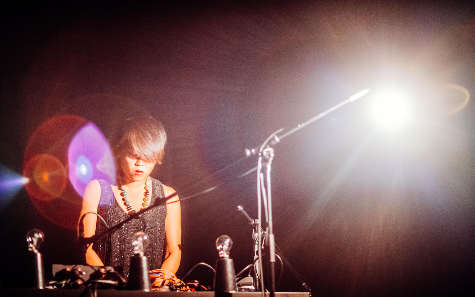 Viola Yip during a sound performance