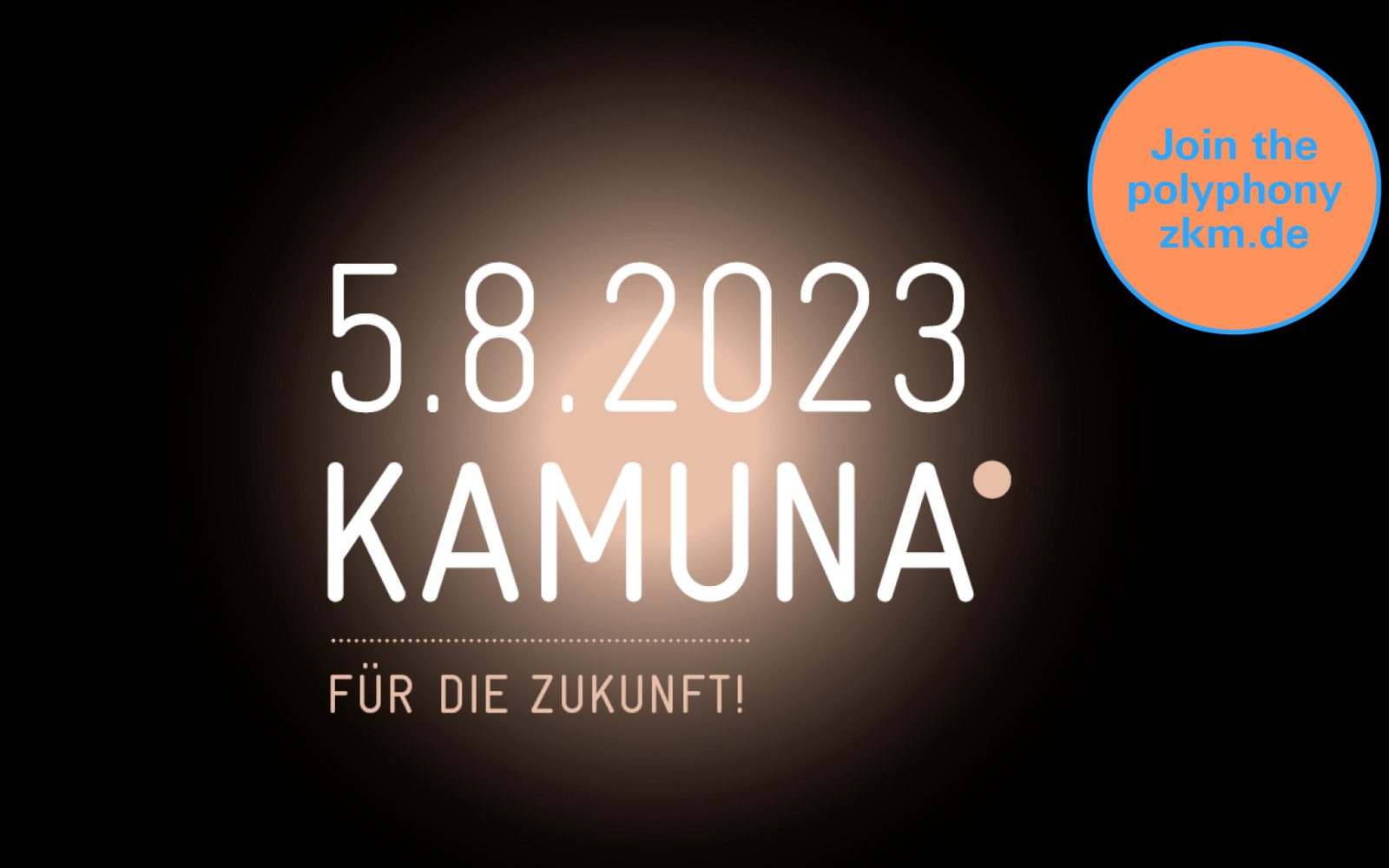 Zu sehen ist der Titel "KAMUNA" mit Datum vor verwaschener rostbrauner Sonne auf schwarzem Grund