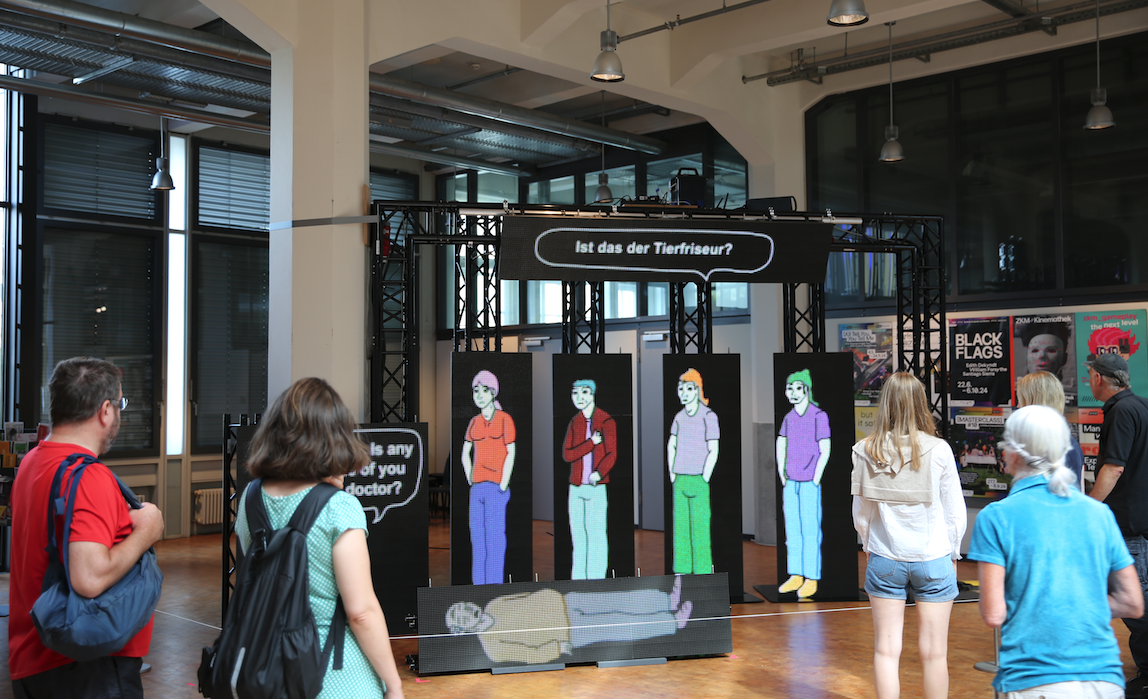 Cem A's meme installation in the ZKM foyer