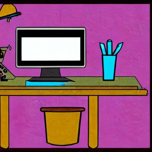 AI-generated desk and computer