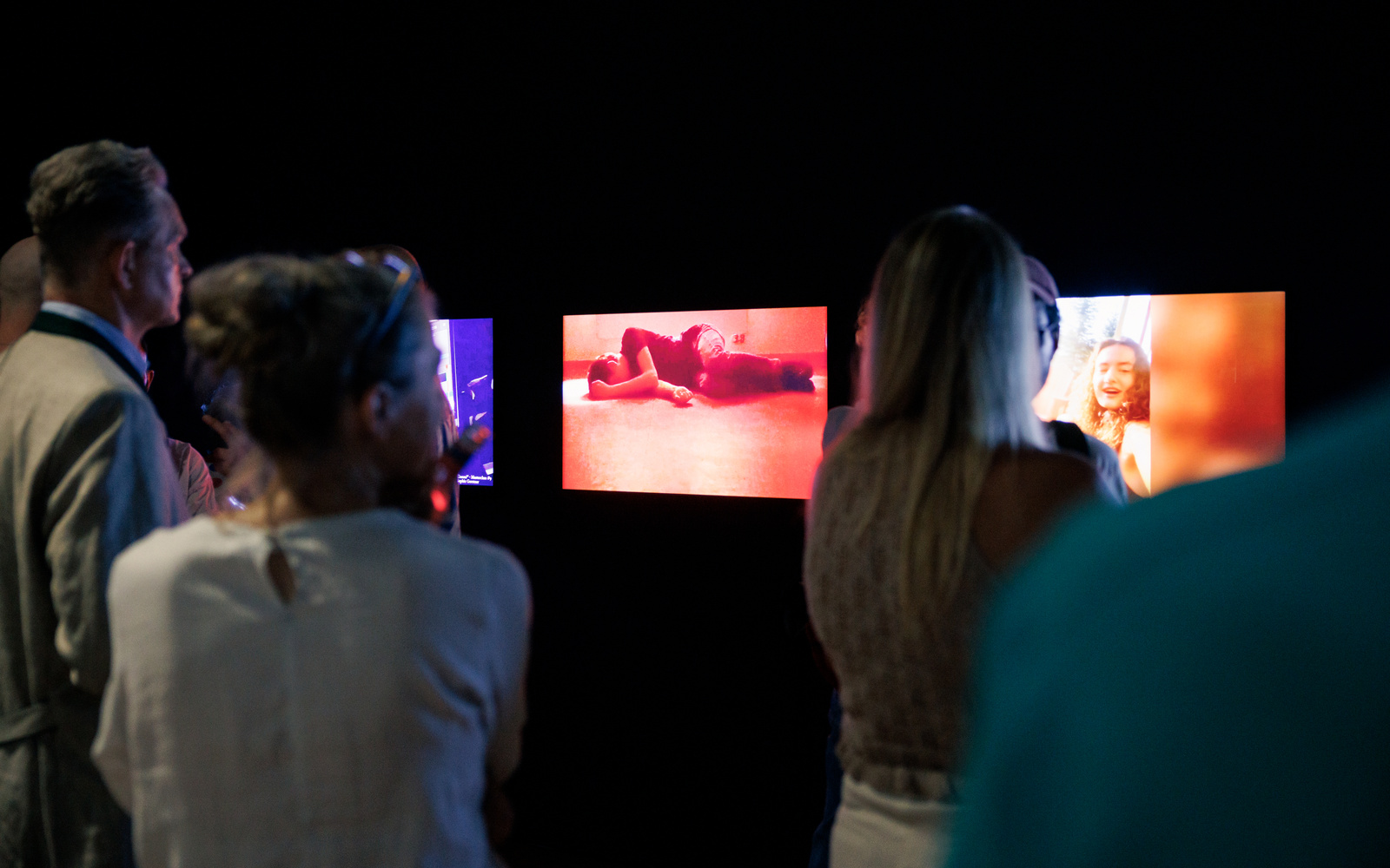 Screens in an exhibition.
