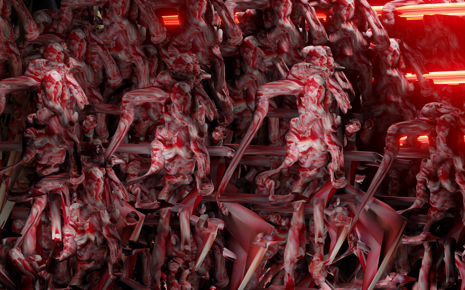 Animated bodily shapes in red and black