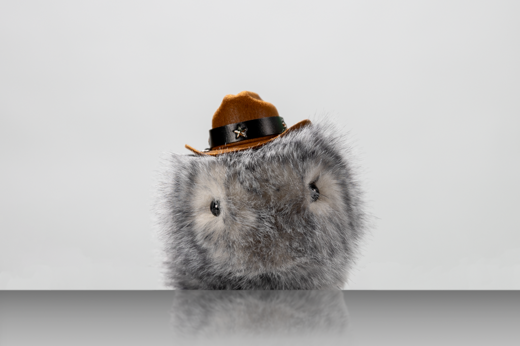 Ein elektronisches Meerschweinchen mit einem Cowboy-Hut.
