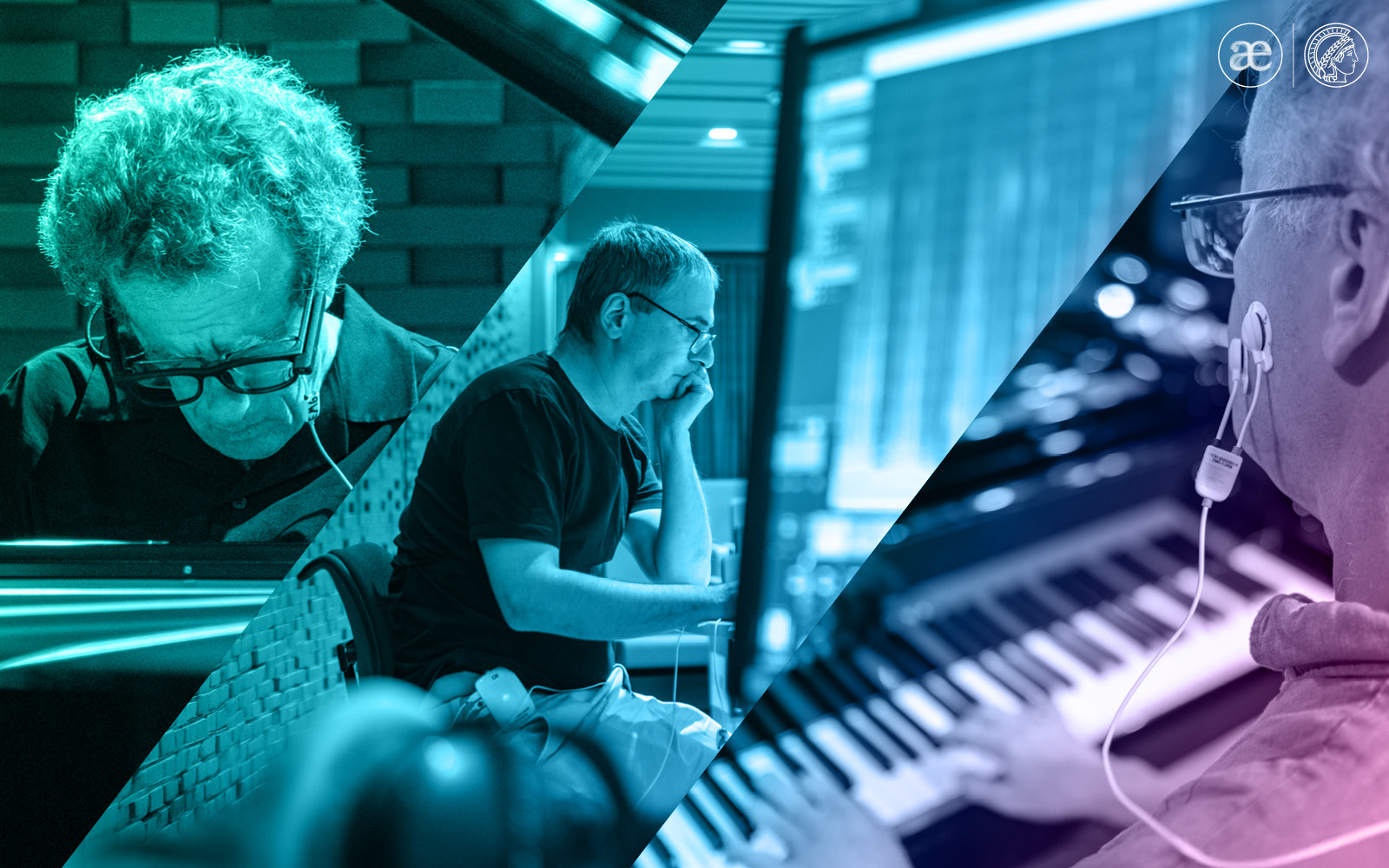 Zu sehen ist eine Collage aus drei Bildern von Künstlern.