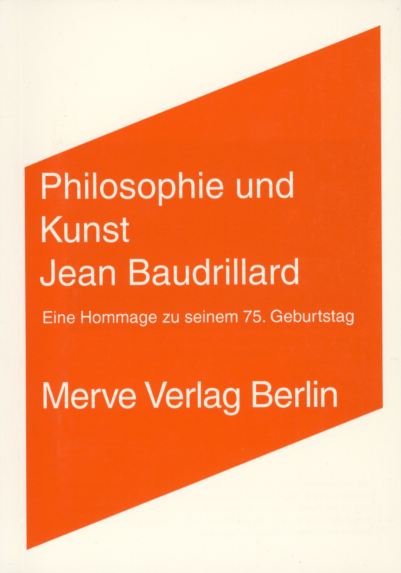 Cover of the publication »Philosophie und Kunst. Jean Baudrillard«