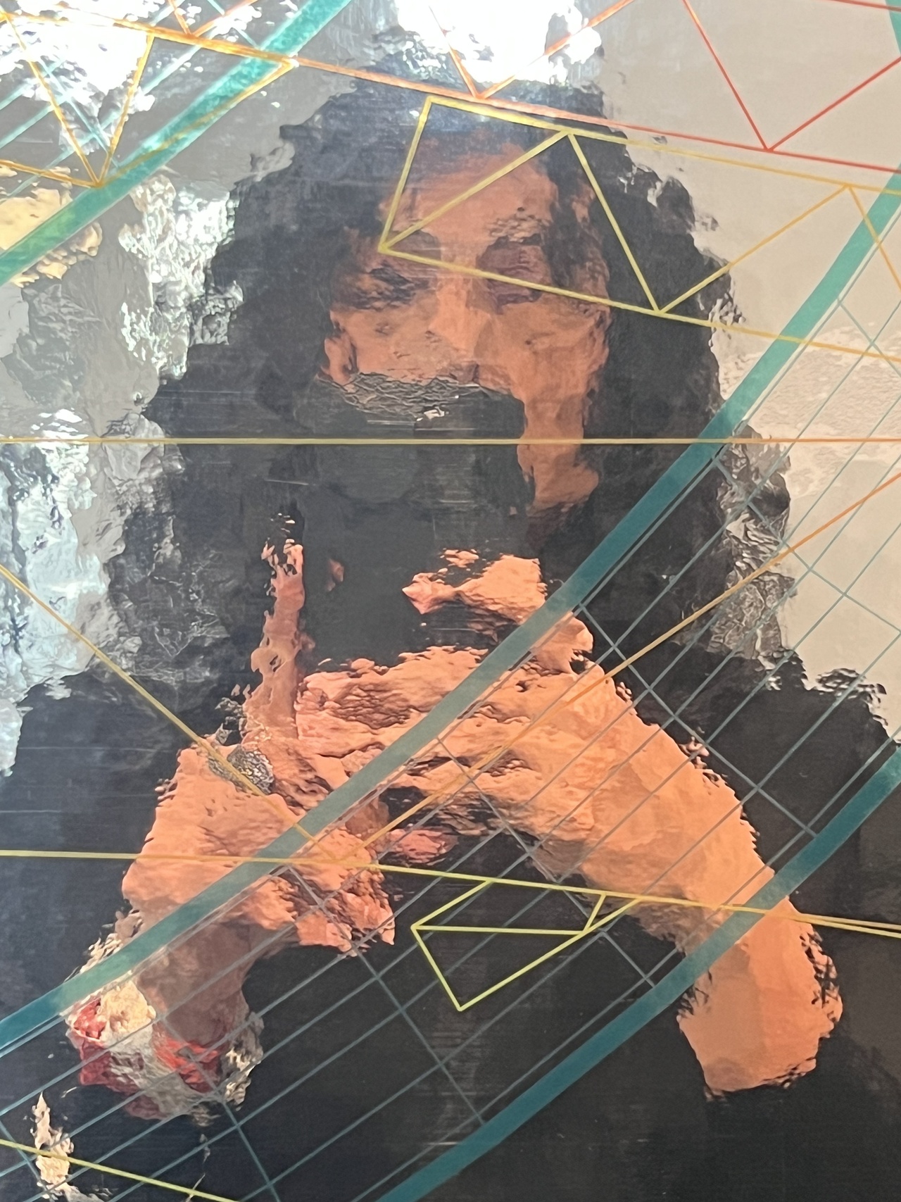 The picture shows a distorted portrait photo of a person.