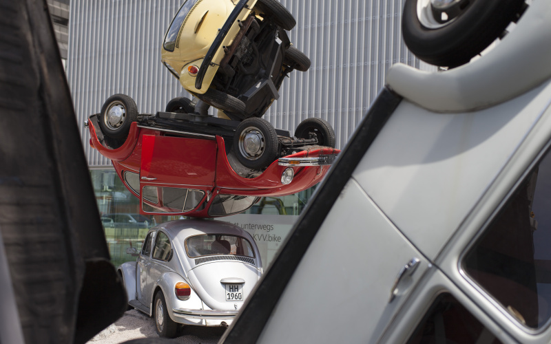 Stacked VW beetles