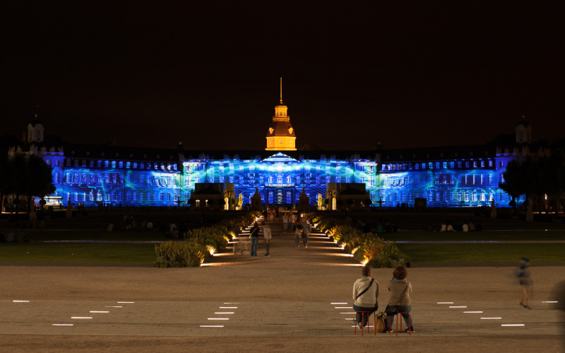 The Karlsruhe palace in blue