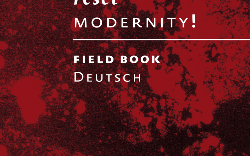Cover of the brochure  »Reset Modernity«: Words on red ground