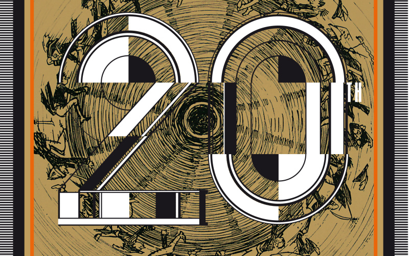 Cover der Publikation »The Imaginary 20th Century«, Schrift auf goldenem Hintergrund
