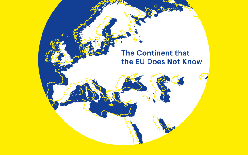 Yellow cover with blue, white and yellow globe. White and blue font.