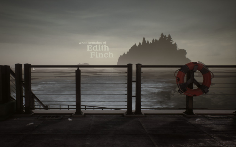 screenshot: view from a fairy on an island, including the artwork title