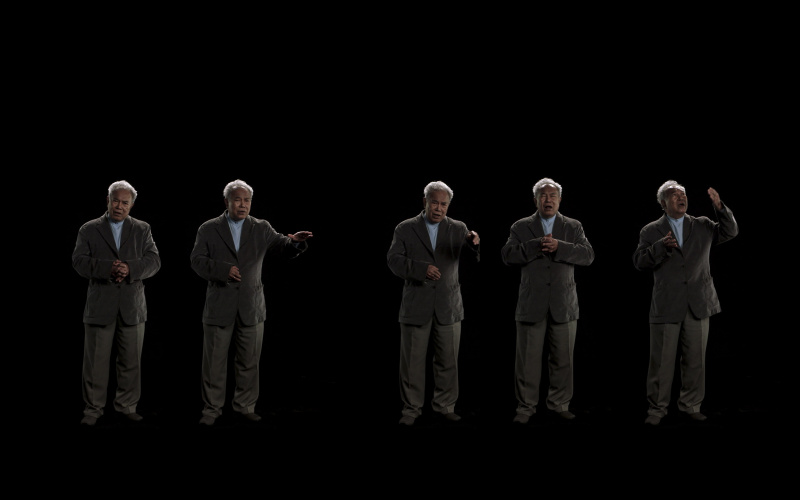 Several figures of an elderly gentleman in various poses.