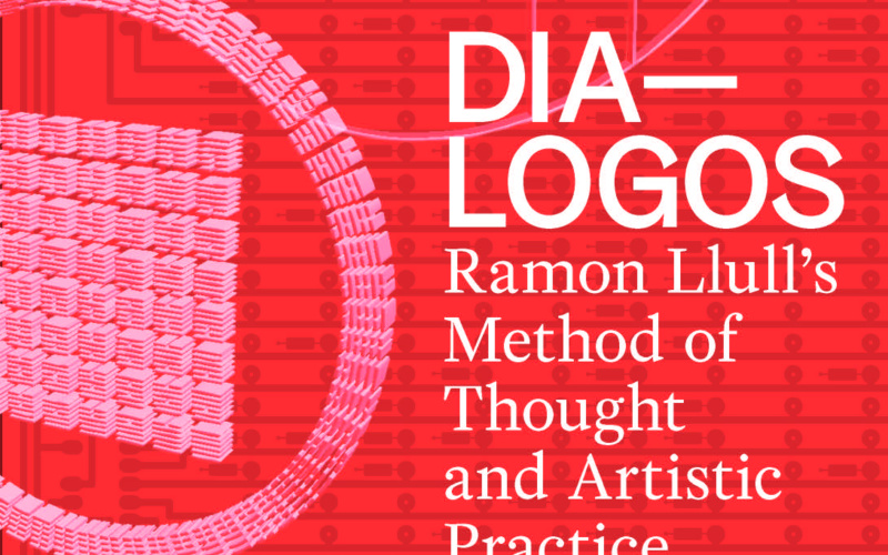 Cover der Publikation »DIA-LOGOS«: weiße Schrift auf rotem Grund