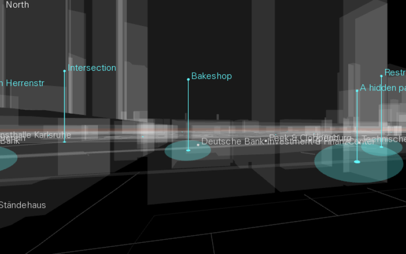 Graphical representation of the Karlsruhe skyline with various selected locations