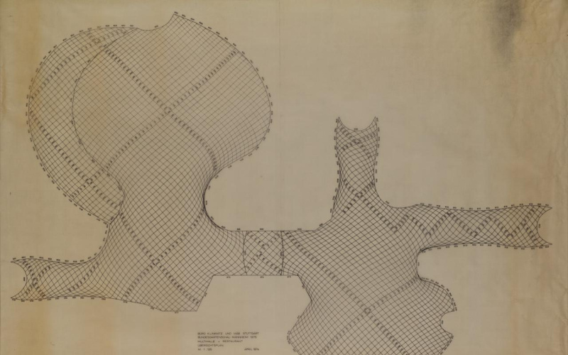 Gezeichnete Darstellung einer organischen Gitterstruktur auf Papier