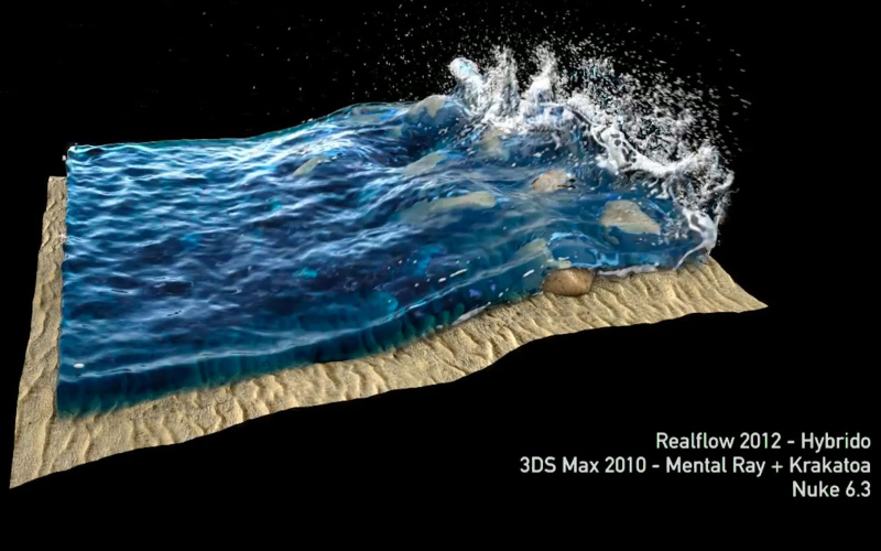 Grafische Darstellung einer animierten sich brechenden Welle 
