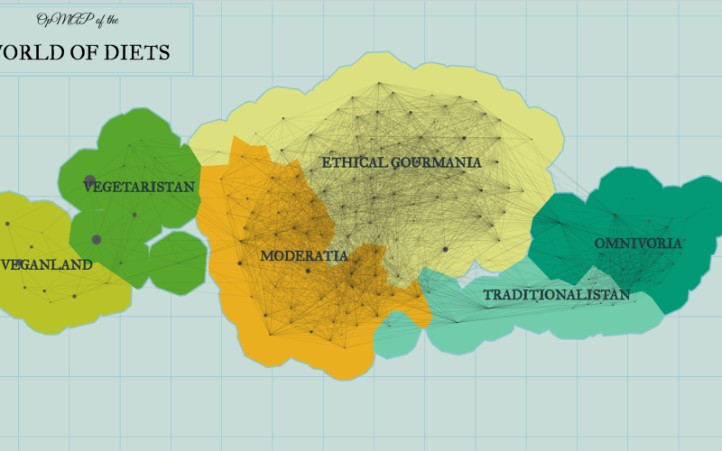 Grafische Darstellung einer Landkarte diverser Diätformen