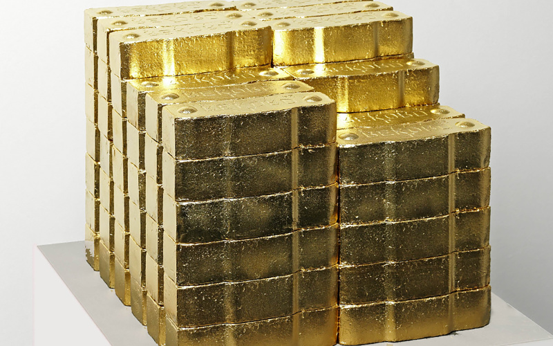 Photo of a pile of gold bars