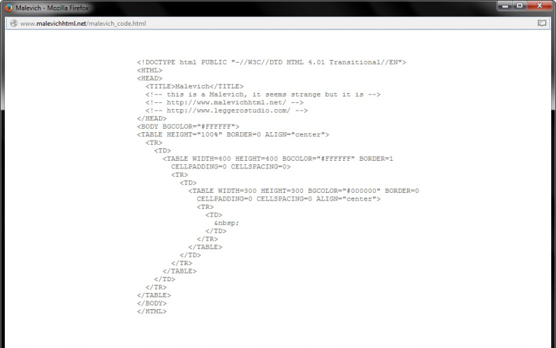 Zu sehen ist ein offenes Suchprogrammfenster, welches den »Malevich Code« aufweist.