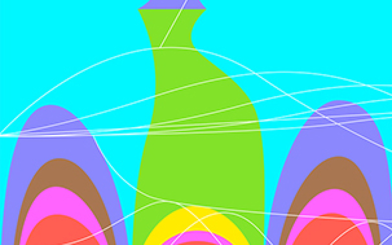 Colorful image of almost axisymmetric arranged semi-circles and ovals.