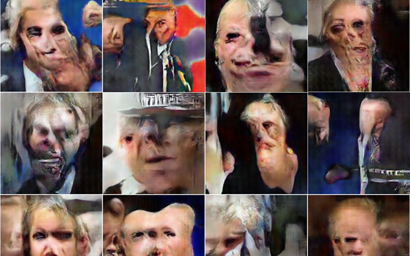 Eine Collage mit verschwommenen Portrait-Fotos