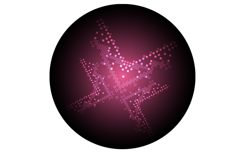 Magenta ball with square elements