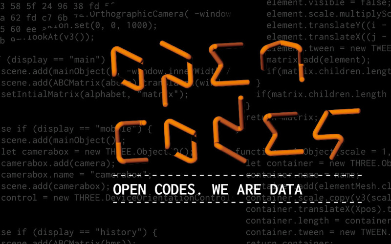 Der Text »Open Codes« in Orange vor einem schwarzen Hintergrund