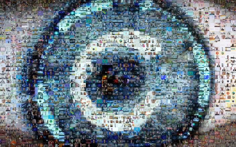 The film poster shows an eye, consisting of many little pictures 